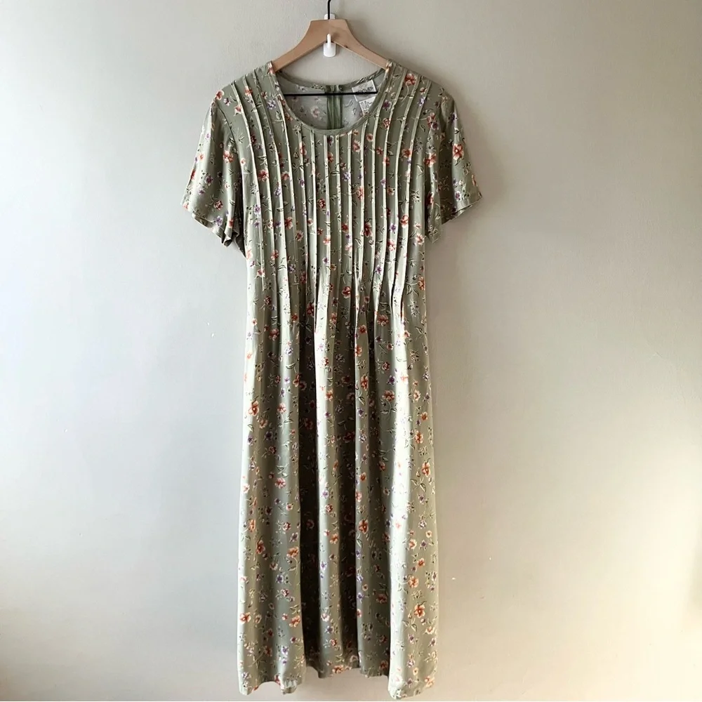VINTAGE Short Sleeve Floral Maxi Dress - Picture 1 of 5